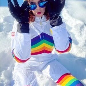 Tipsy Elves Girls Sunrise  Rainbow Insulated Ski Snow Suit NEW Youth Large